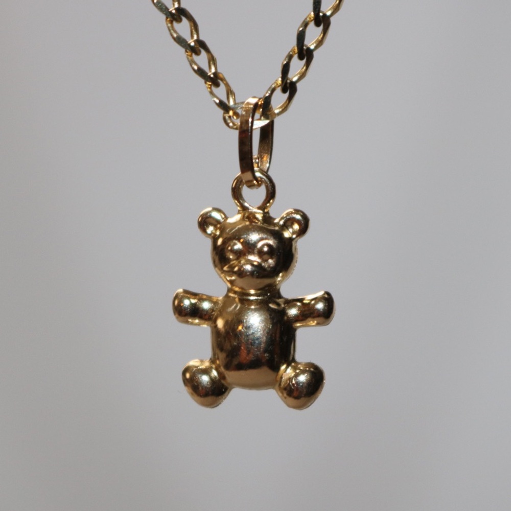 14k Gold solid Bear Pendent